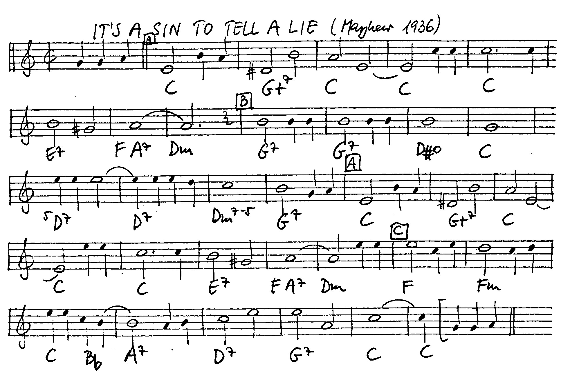 it's a sin to tell a lie leadsheet – book us for your next 20s or gatsby event